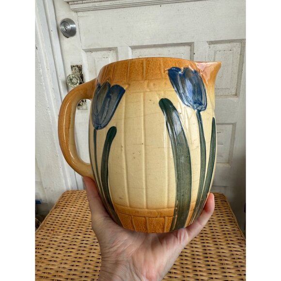 Antique 1910s Roseville Pottery Tulip Milk Pitcher Farmhouse Primitive - Picture 11 of 11